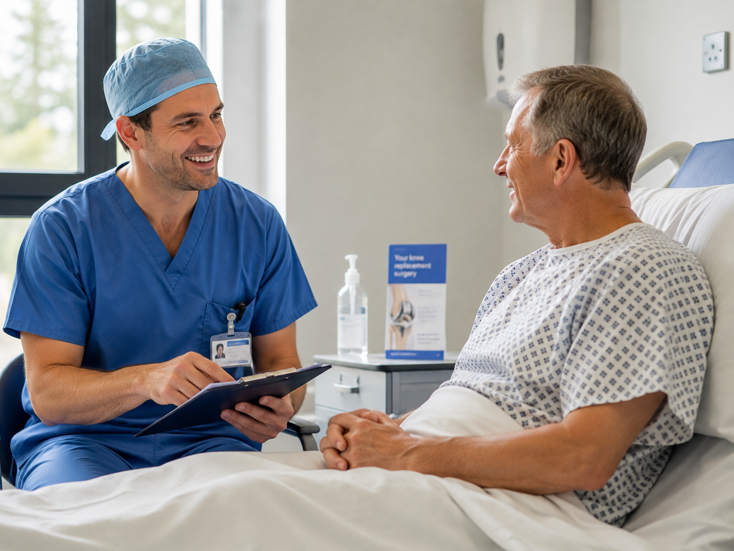 Modern knee replacement implant components.