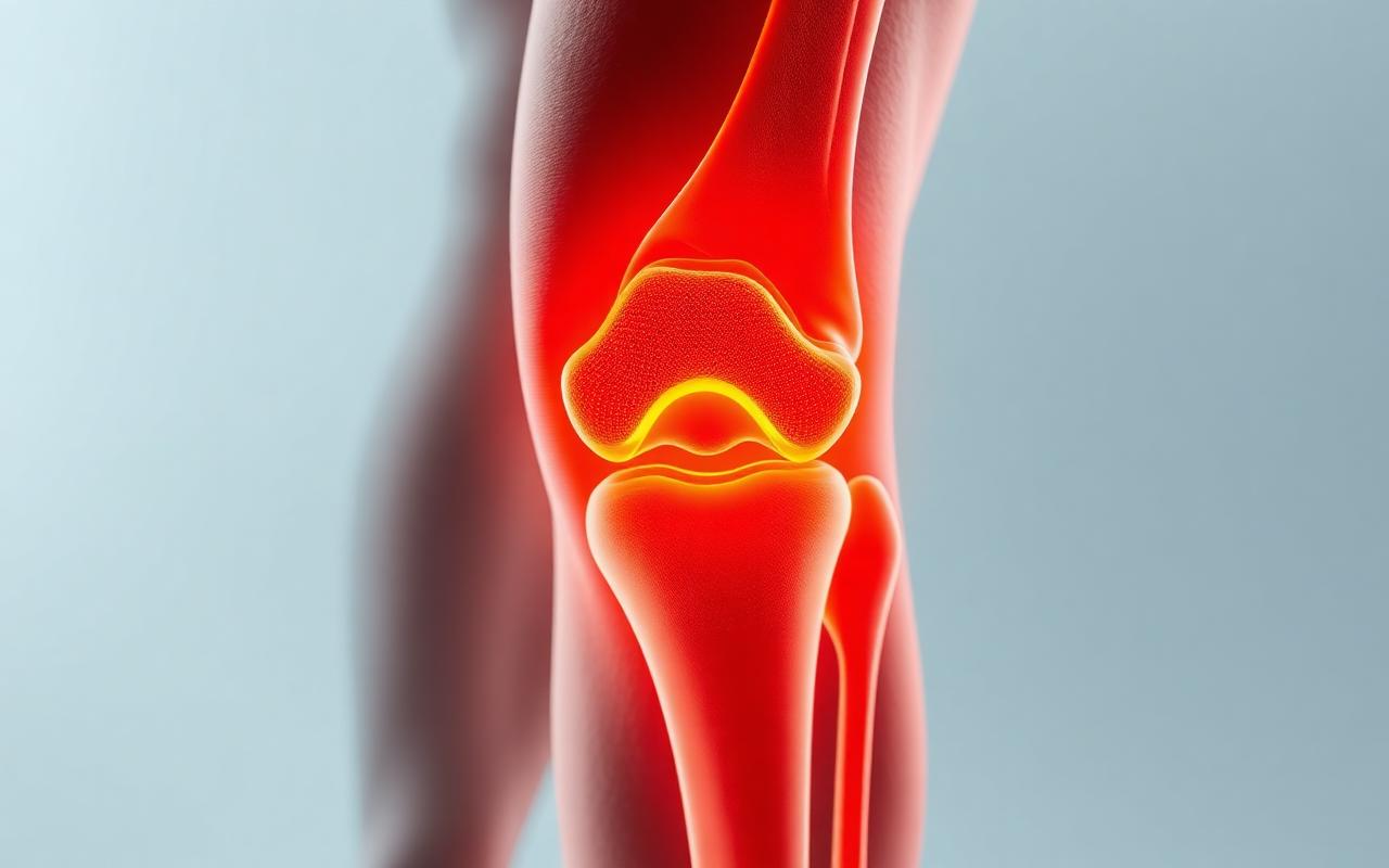 Knee anatomy with the kneecap and patellofemoral joint highlighted