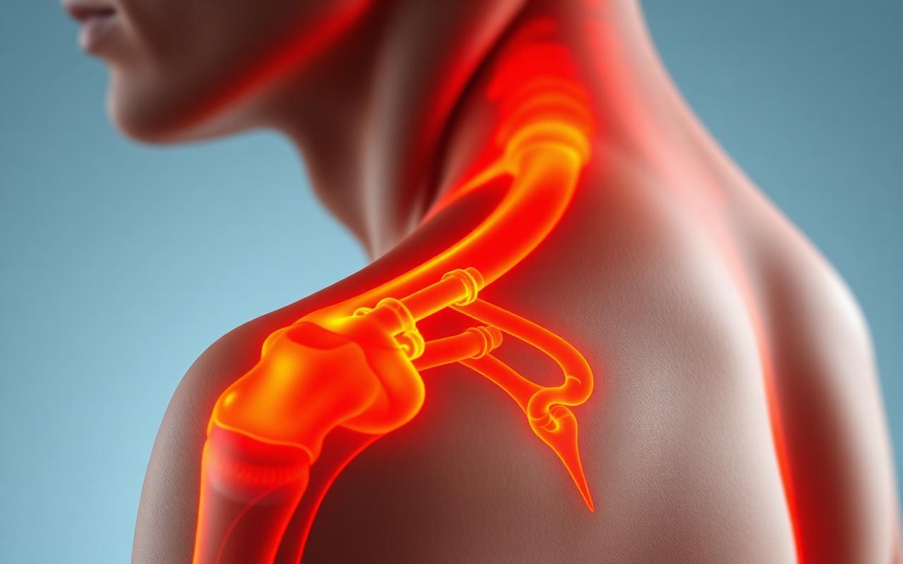 Shoulder anatomy with the rotator cuff highlighted