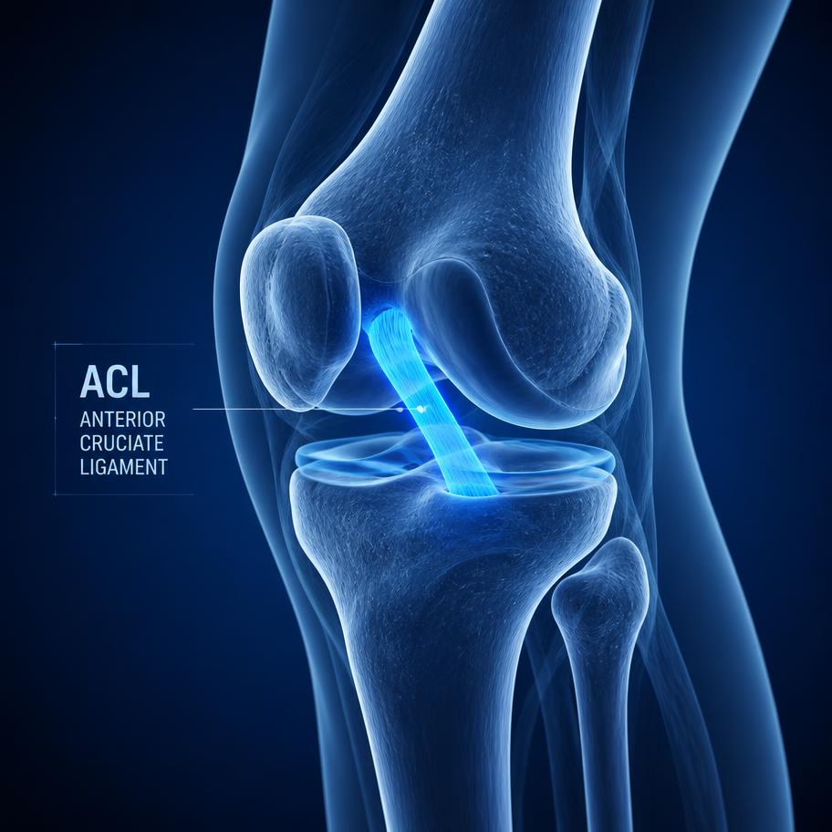 Medical visualisation of the anterior cruciate ligament inside the knee